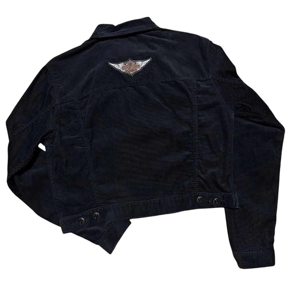 NEW Harley Davidson Women's Black Motorcycle Corduroy Trucker Riding Jacket SZ M